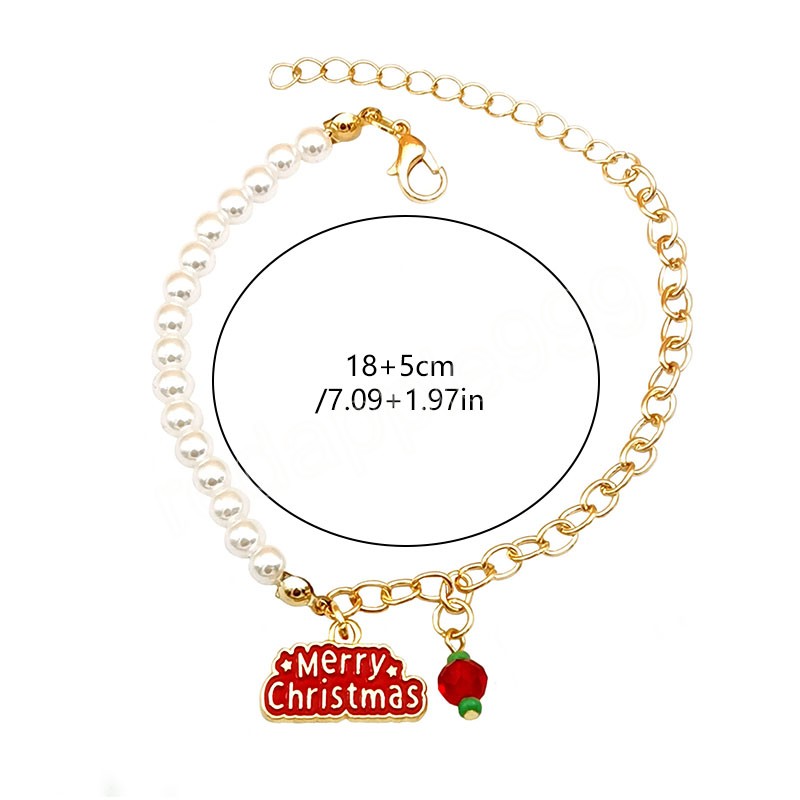 Nieuwe Kerst Armbanden Imitatie Parel Kerstman Sneeuwpop Hanger Armbanden Bangle Voor Vrouwen Charm Nieuwjaar Xmas Sieraden Geschenken