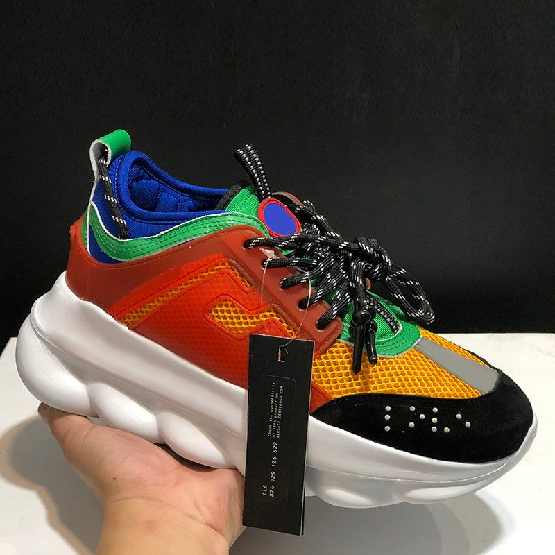 2023 Chain Reaction Italy Casual Shoes platform sneakers baskerball triple black white multi-color suede luxury designer shoes yellow fluo tan big kids Trainers