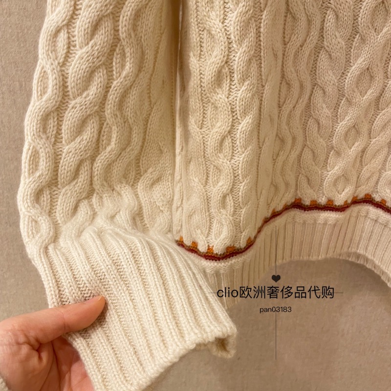 Pulls pour femmes hiver loro piana pull à manches longues blanc col rond en cachemire tricoté pull