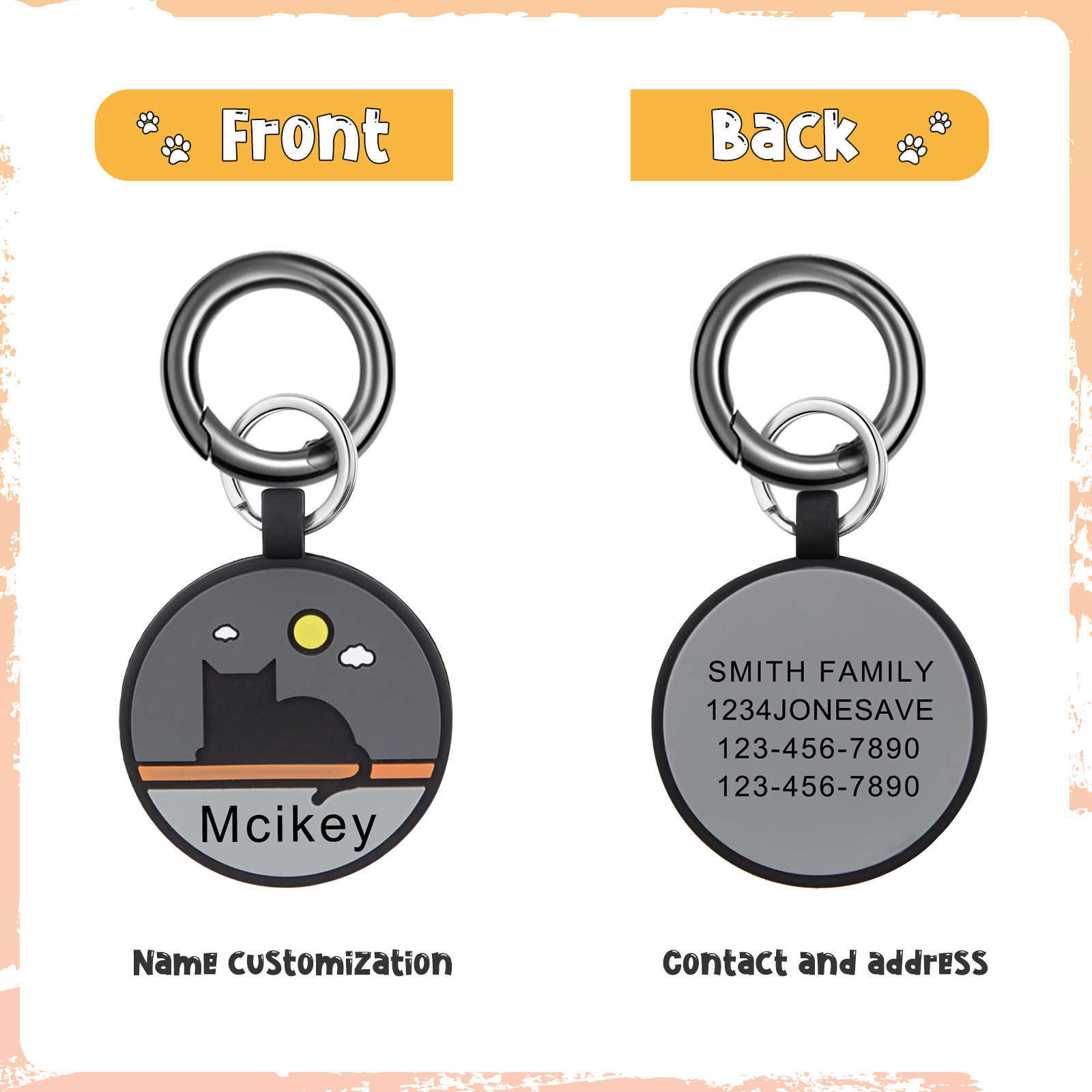 Personalized Pet Cat Dog ID Tag Collar Accessories Custom Engraved Necklace Chain Charm Supplies For Dog Tag Name Products L230620