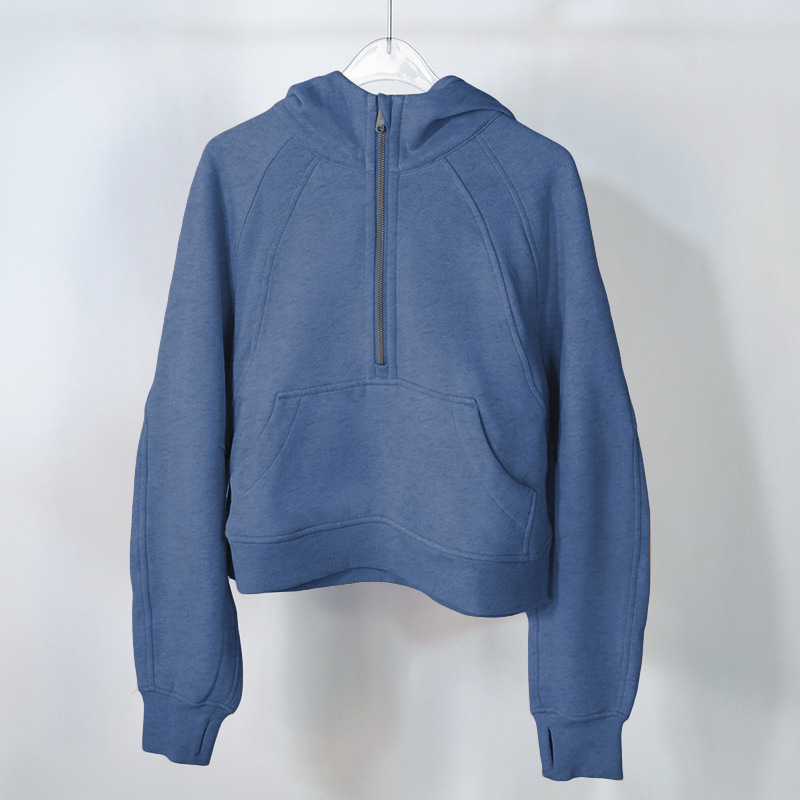 Plongée demi-fermeture éclair pull à capuche femmes polaire doublé vêtements de course à manches longues sweats d'entraînement manteau d'hiver