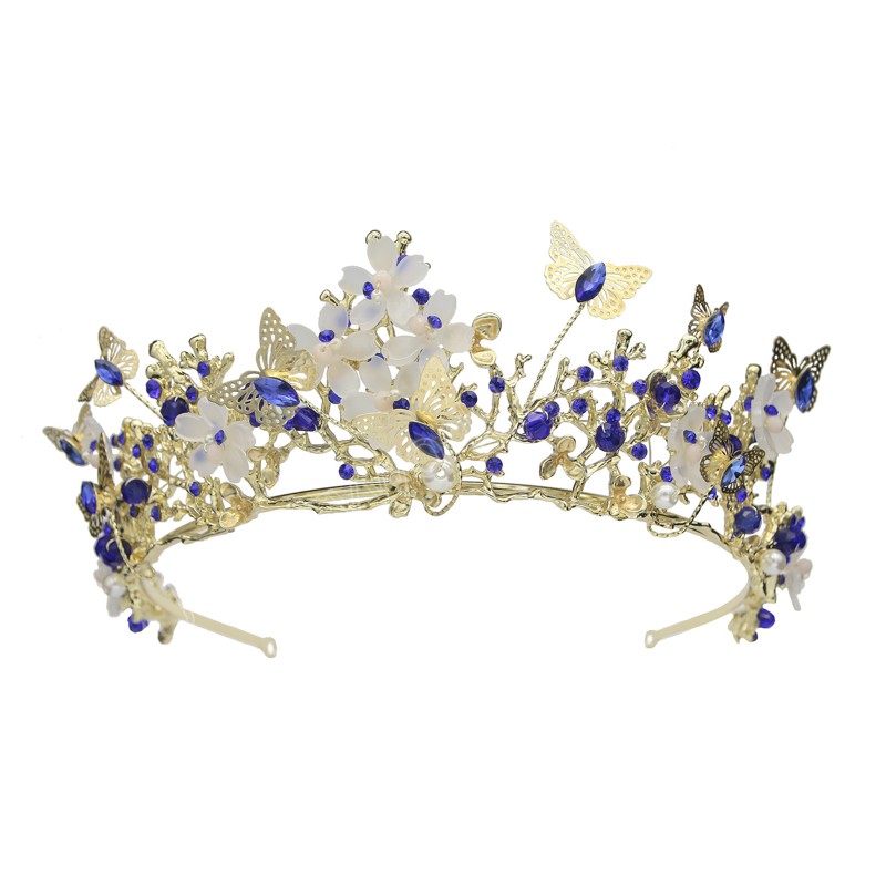 Dolce carino moda AB cristallo perla diadema corona le donne festa di nozze regina nuziale sposa farfalla corona gioielli capelli