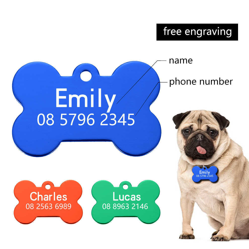 Kolorowe antygresowe tagi identyfikatorów psów spersonalizowane psa Tablica nazwy spersonalizowany pens