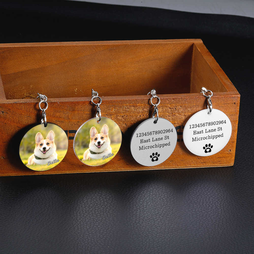 Chaveiro acrílico personalizado para gato, identificação, pingente, impressão, foto, animal de estimação, lembrança, presente de aniversário, nome, chaveiro, etiquetas personalizadas, identificação, gato, cão, L230620