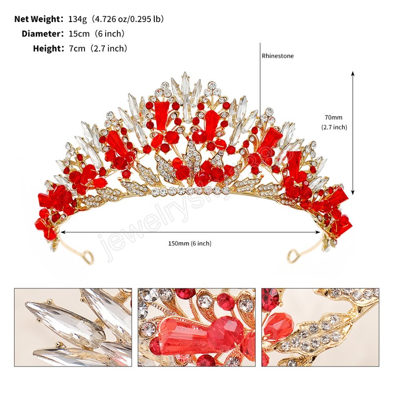 6 Farben Luxus handgemachte Kristallperlen Tiara für Frauen Mädchen Hochzeit Party Braut Braut Prinzessin Krone Haarschmuck