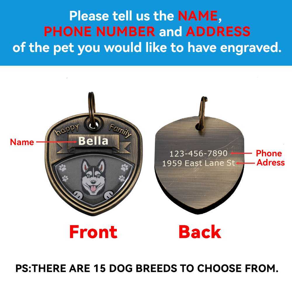 Etiquetas de nome personalizadas para cães Pet Puuuy Coleiras de nome anti-perdido Etiqueta Coleira com gravação gratuita Placa de identificação para cães Suprimentos para animais de estimação Acessórios