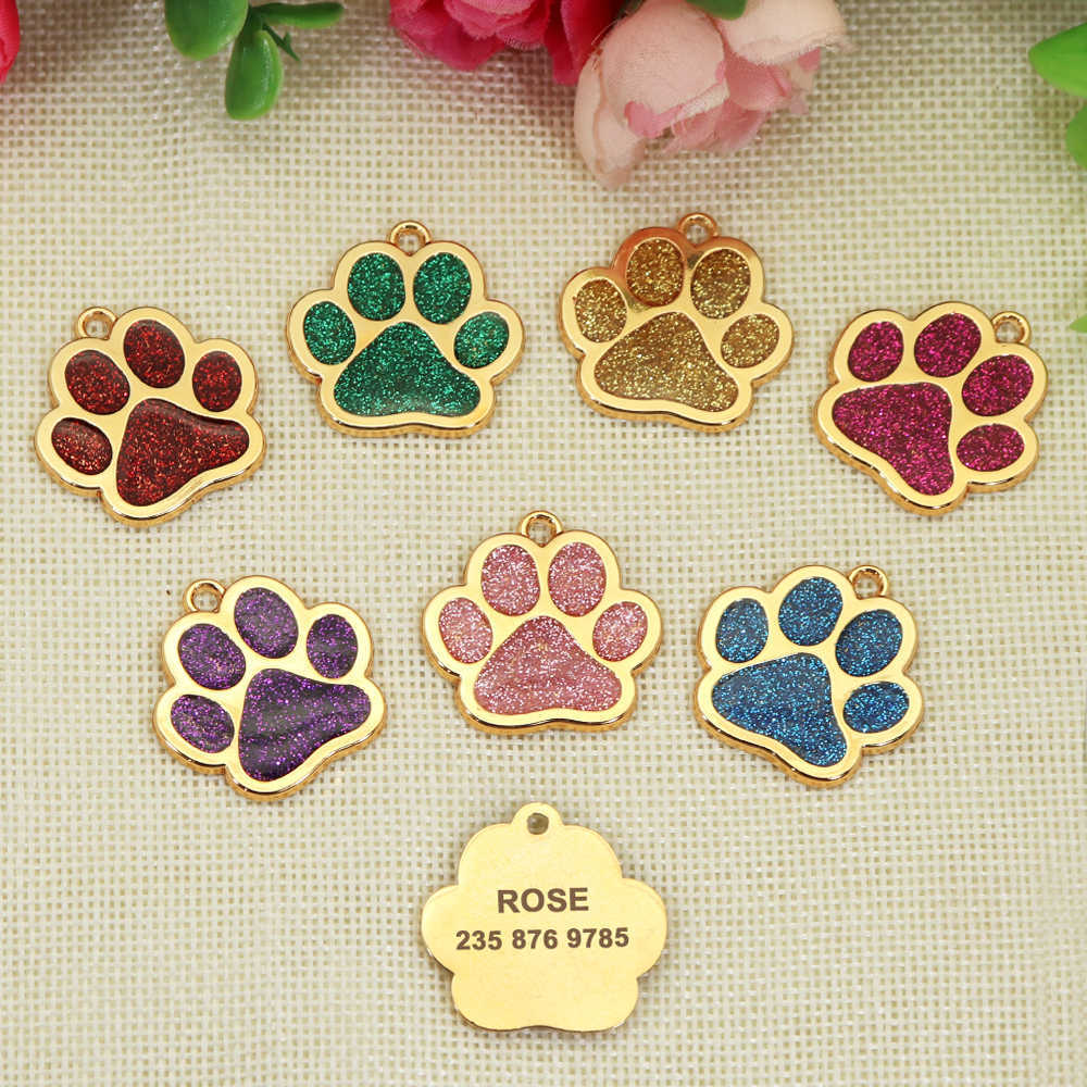 Personalized Dog Cat ID Tag Anti-lost Pet Name Tags Plates Freen Engraving Dogs Cats Nameplate Pendant Paw Round Shape L230620