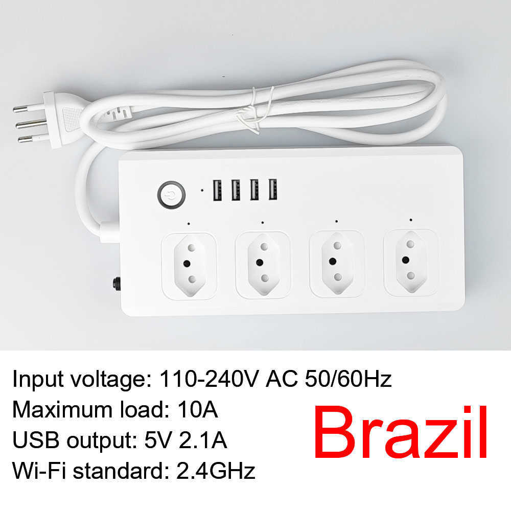 Smart Power Plugs 10A/16A Power Strip Tuya Smart Plug Power Strip Extension Cord Smart Home EU Socket Work with Alexa HKD230727