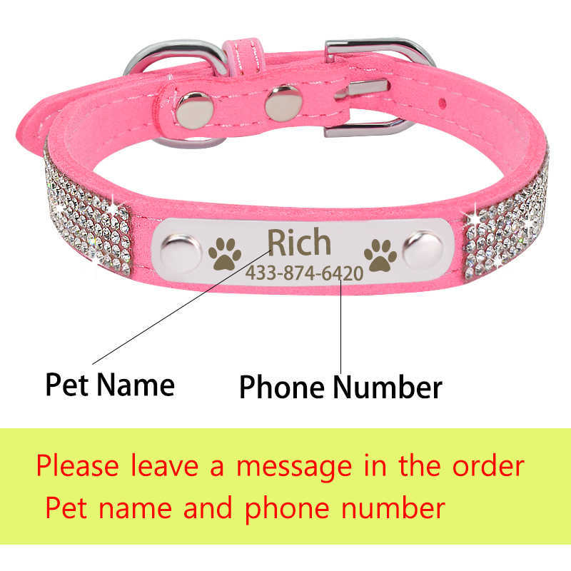 Coleira personalizada para cães com placa de identificação personalizada para cães de gato para cães pequenos, médios e grandes, com identificação gravada, coleira para cães de estimação L230620