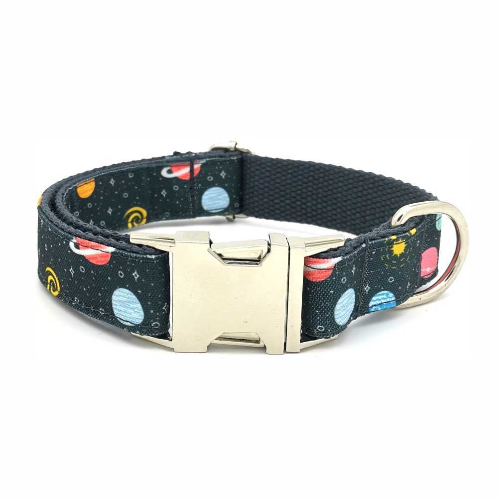 Collare animali domestici grigio spazio personalizzato Etichetta identificativa cuccioli personalizzata Accessorio gatti regolabile Planet Sun Stars Collari cani di base Set guinzaglio L230620