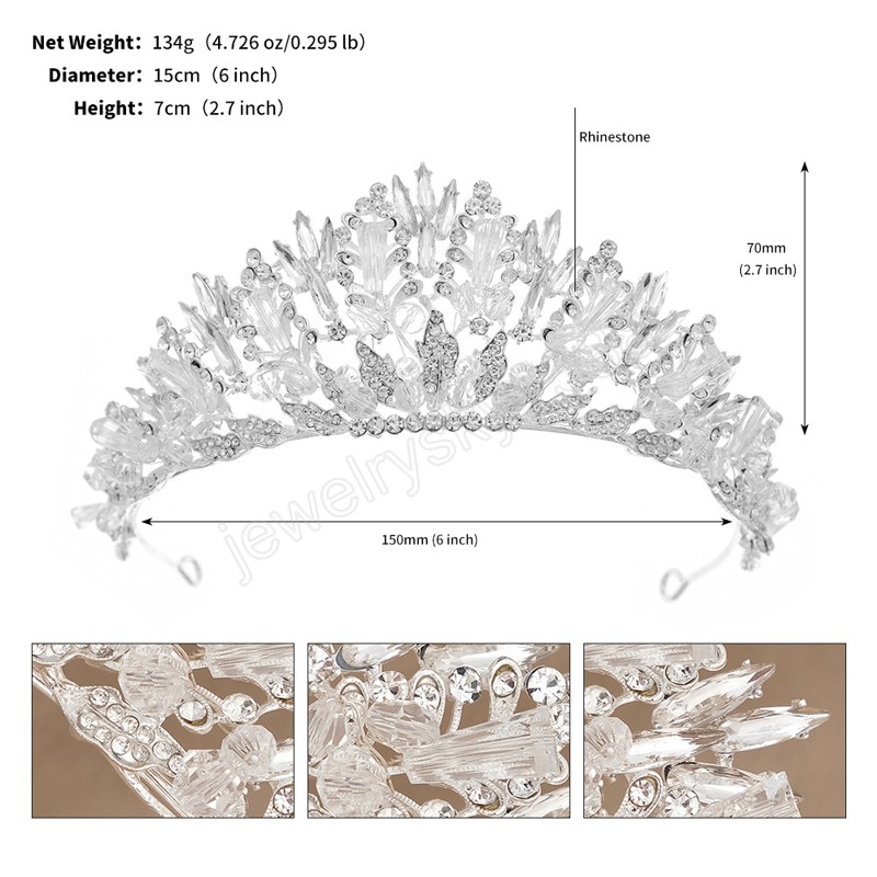 6 couleurs de luxe à la main perles de cristal diadème pour femmes filles fête de mariage mariée mariée princesse couronne cheveux bijoux