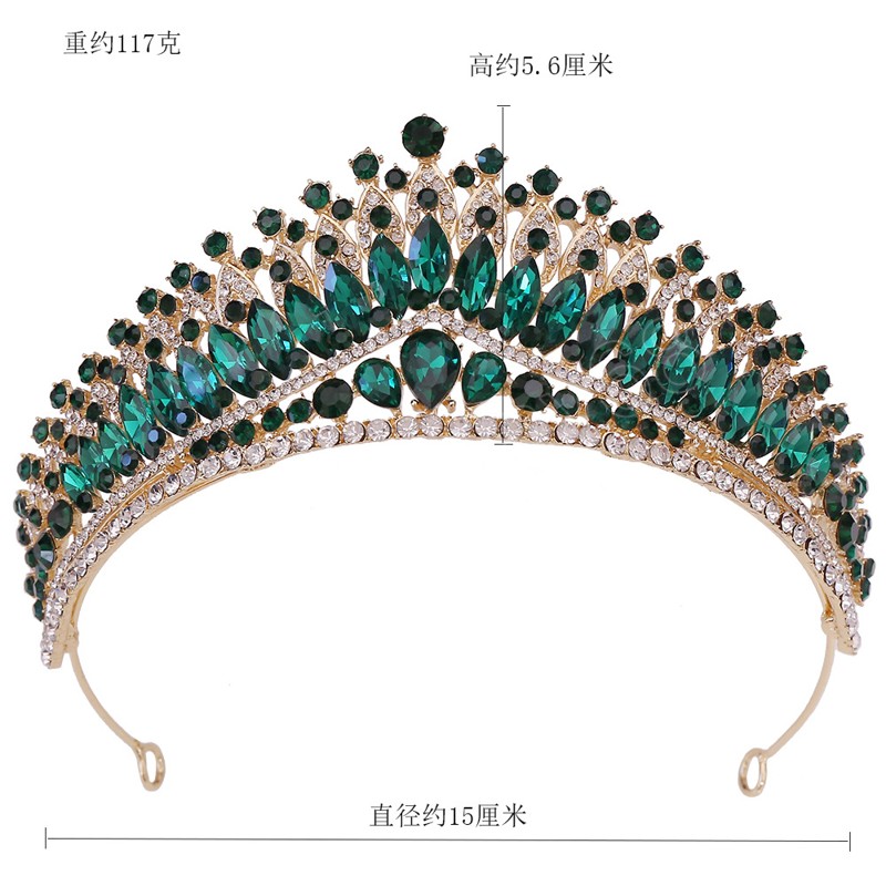 Vintage princesse diadème couronne luxe vert rouge bleu cristal diadème femmes coiffure de mariage bijoux de cheveux de mariée