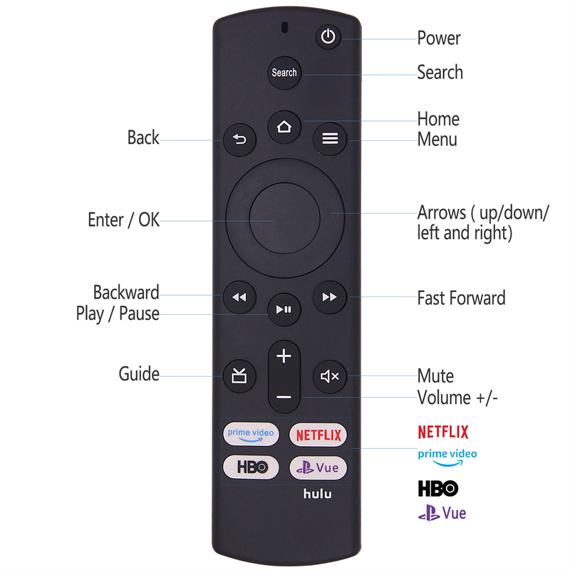 Télécommande de remplacement NS-RCFNA-19 NS-RCFNA-21 CT-RC1US-21 pour Insignia/Toshiba Fire TV Edition sans fonction vocale