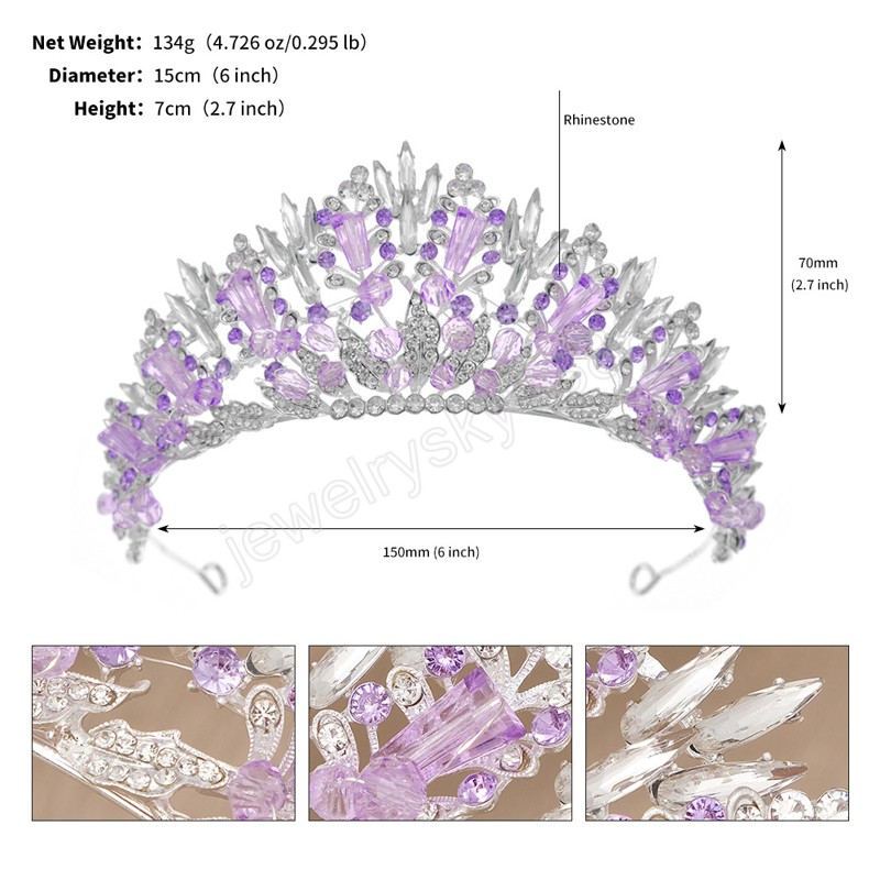 Tiara de contas de cristal feitas à mão de luxo com 6 cores para mulheres, meninas, festa de casamento, noiva, princesa, coroa, joias, cabelo