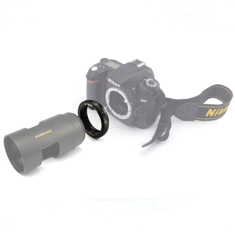 Anneau adaptateur de longue-vue monoculaire en aluminium Visionking pour appareil photo reflex Nikon connecté à des longues-vues