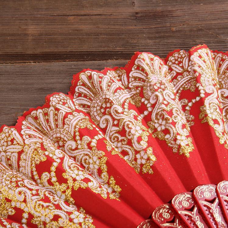 Folding Hand Held Flower Fan Summer Chinese/Spanish Style Dance Wedding Lace Colorful Plastic Fans Party Favor SN5257