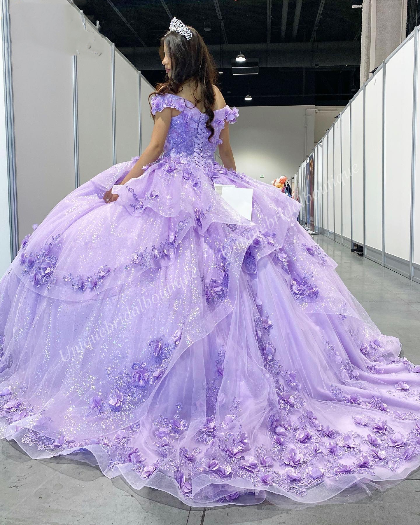 Lilas Quinceanera Dress 2024 Glitter Sparkle Off-Shoulder Quince Ball Gown Corset Sweet 16 Birthday Party Prom Gala Vestidos De 15 Anos Charro Mexican 3D Flowers Blue