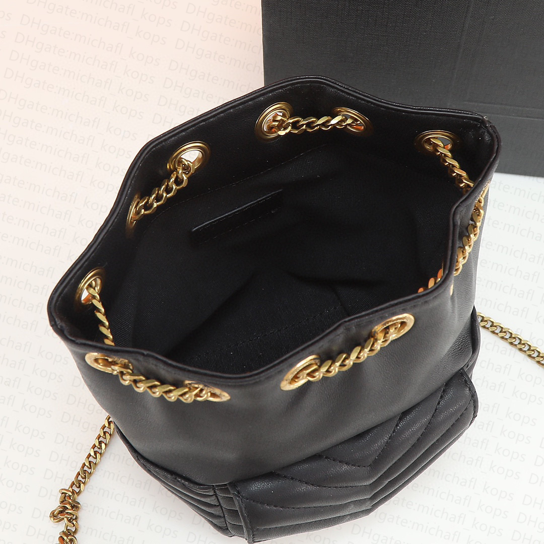 Joe diagonal bucket bag mirror quality 1:1 leather chain bag women quilted shoulder bag metal sequin letter designer bags