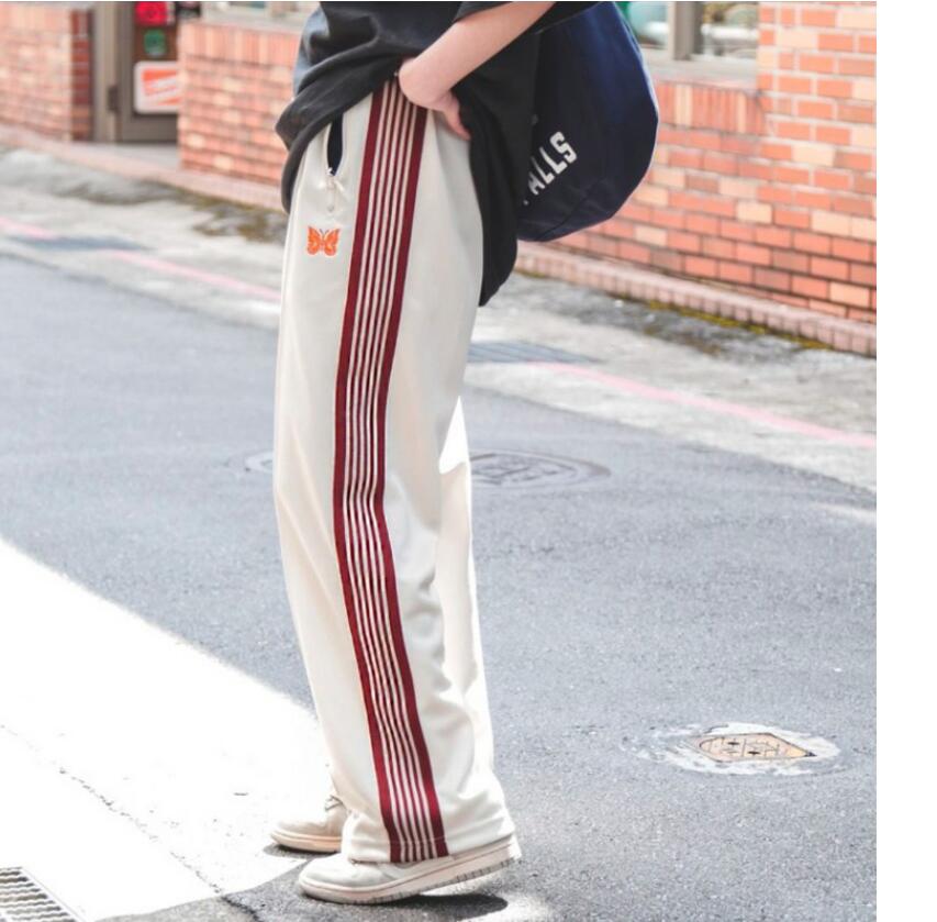 Spring Autumn AWGE Needles Pants Rocky Pants Men women Hip Hop High Quality Butterfly embroidery Track Sweatpants Japan Needles Trousers