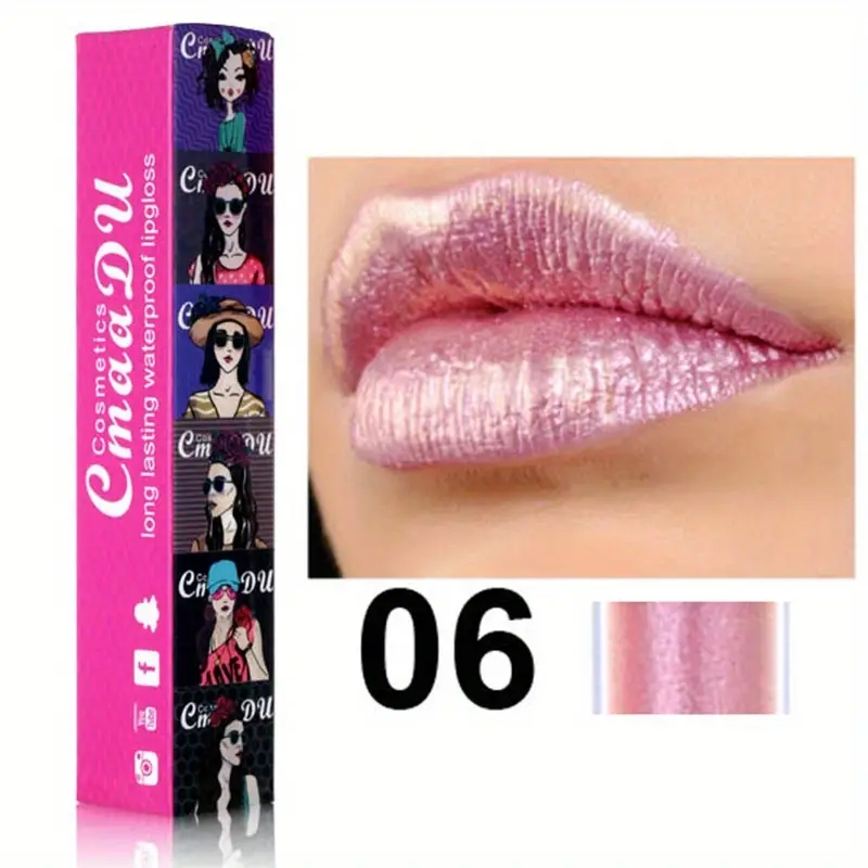 بواسطة DHL Lady Lip Gloss Set: Shimmer Metallic ، Glitter Lipgloss إنهاء طويل الأمد وصمة عار على الماء