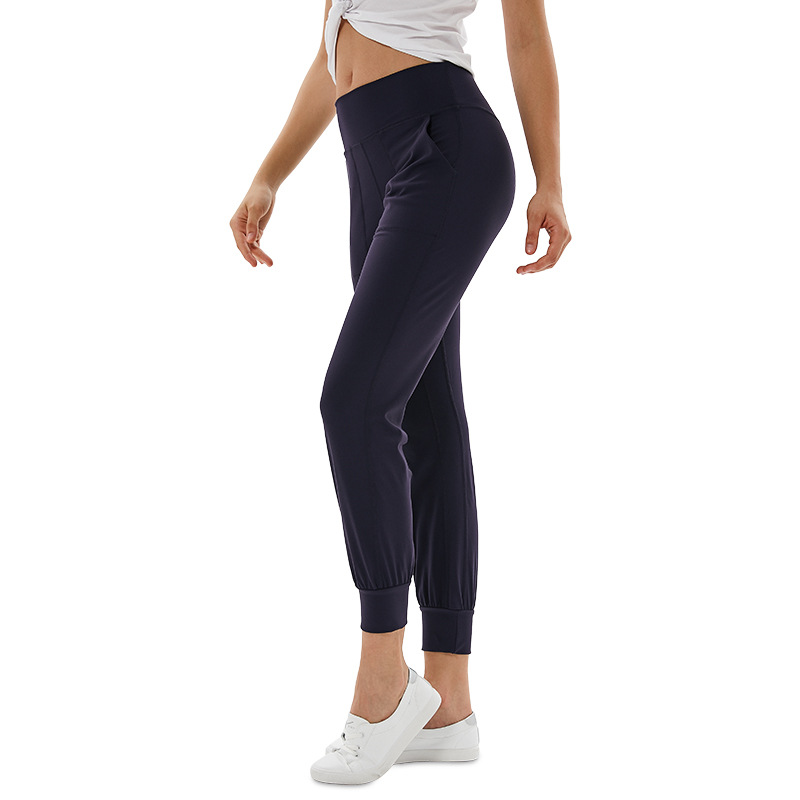 lu yoga kadın jogger pantolon yüksek bel yumuşak kadın cep pantolon eğitim bayan koşu pantolon f19027