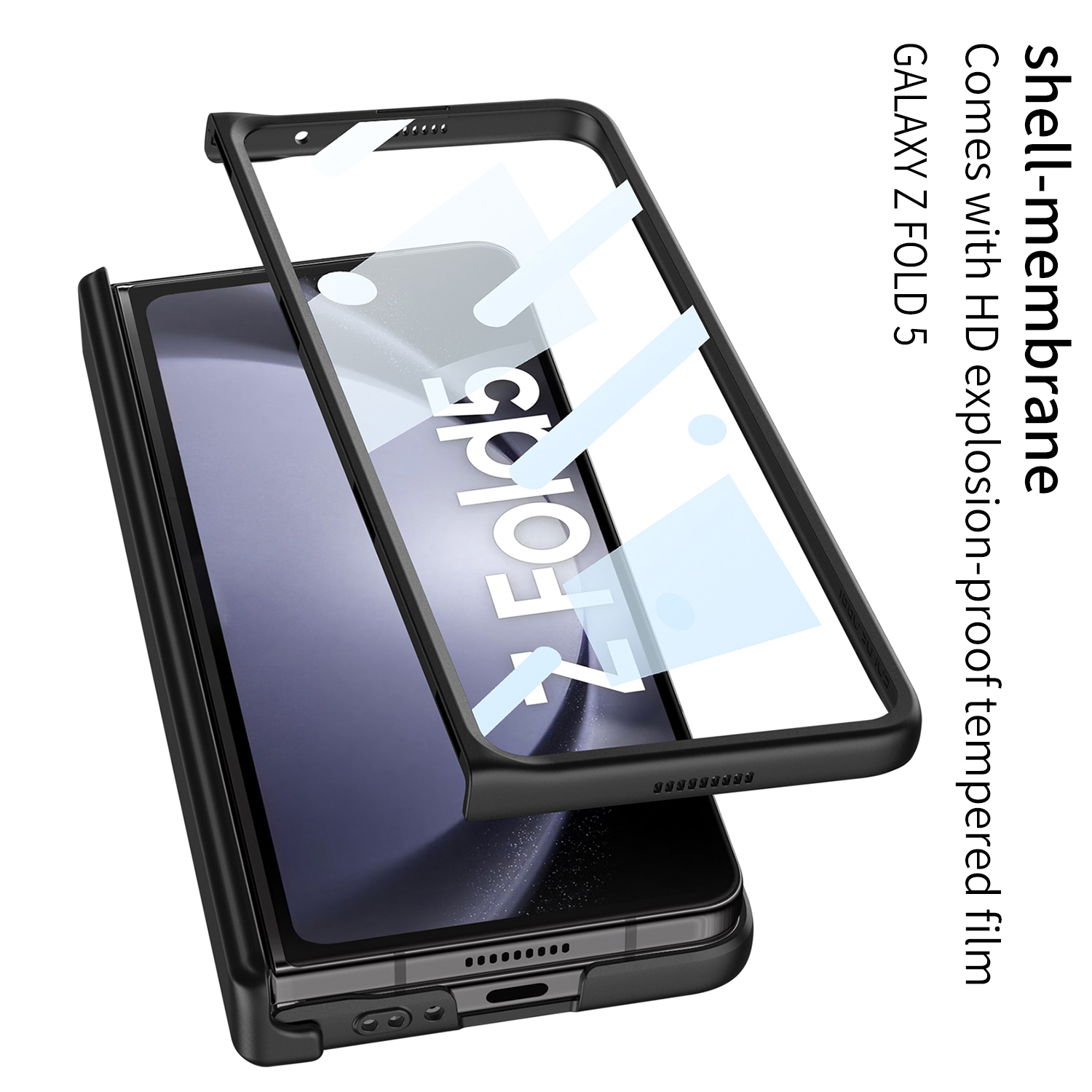 Samsung Galaxy Z Fold 5ケースメタルリング磁気ヒンジ保護フィルムスクリーンカバーの頑丈なレンズケース