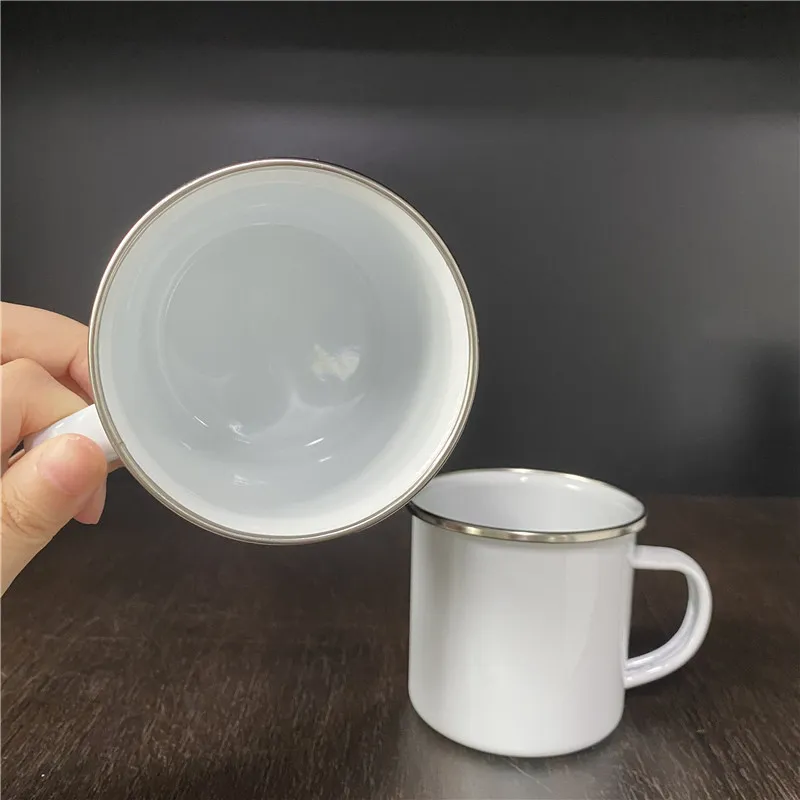 Tazza smaltata a trasferimento termico con tazza smaltata sublimazione da 200 pezzi 350 ml 12 once con manico tazze da caffè