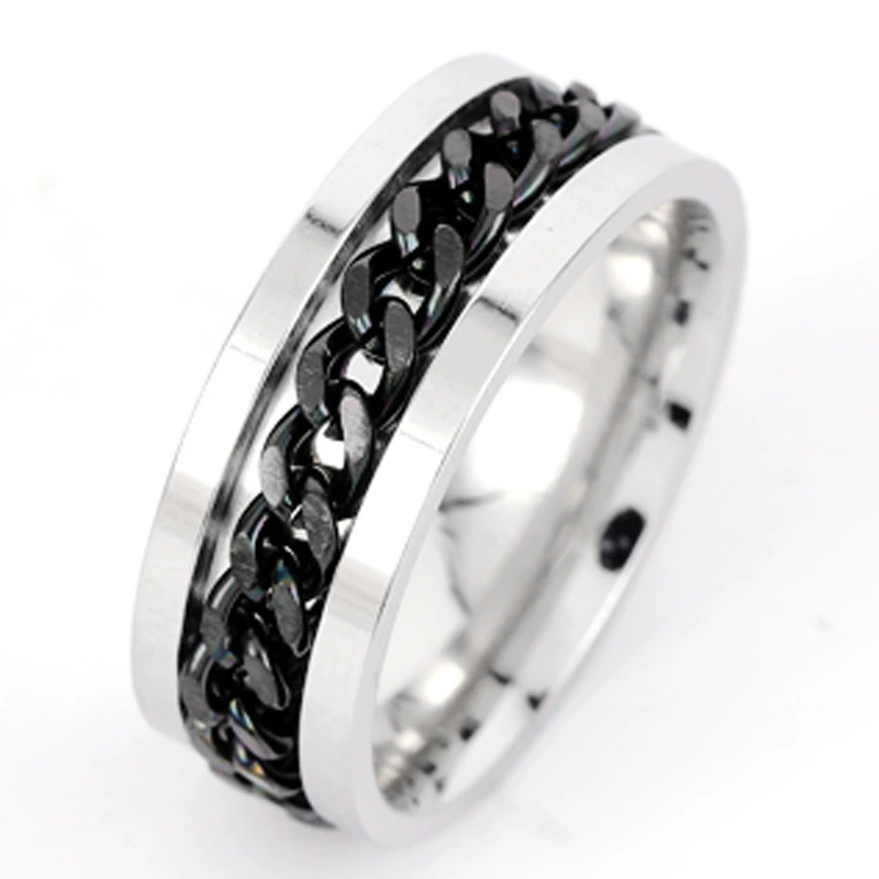 30/Pcs Practical Women's Classic Rotating Men's Gothic Stainless Steel Rotating Chain Link Men's Bottle opener Ring Fashion Jewelry Gift Wholesale