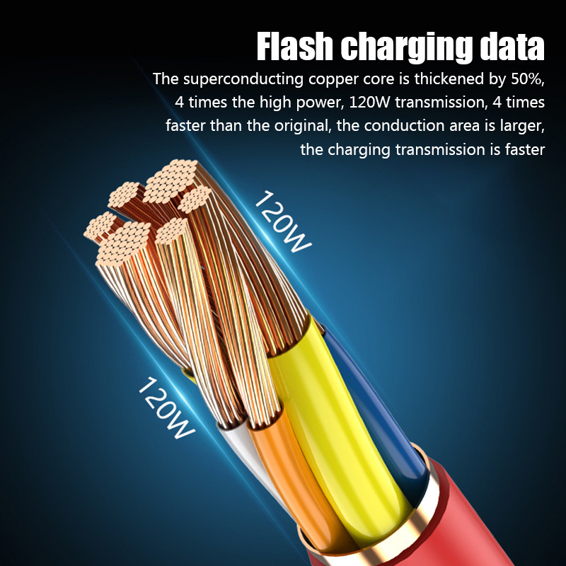 120W Type-C Szybkie ładowanie kabla USB 5A Flash Data Wire dla telefonu komórkowego Huawei Xiaomi