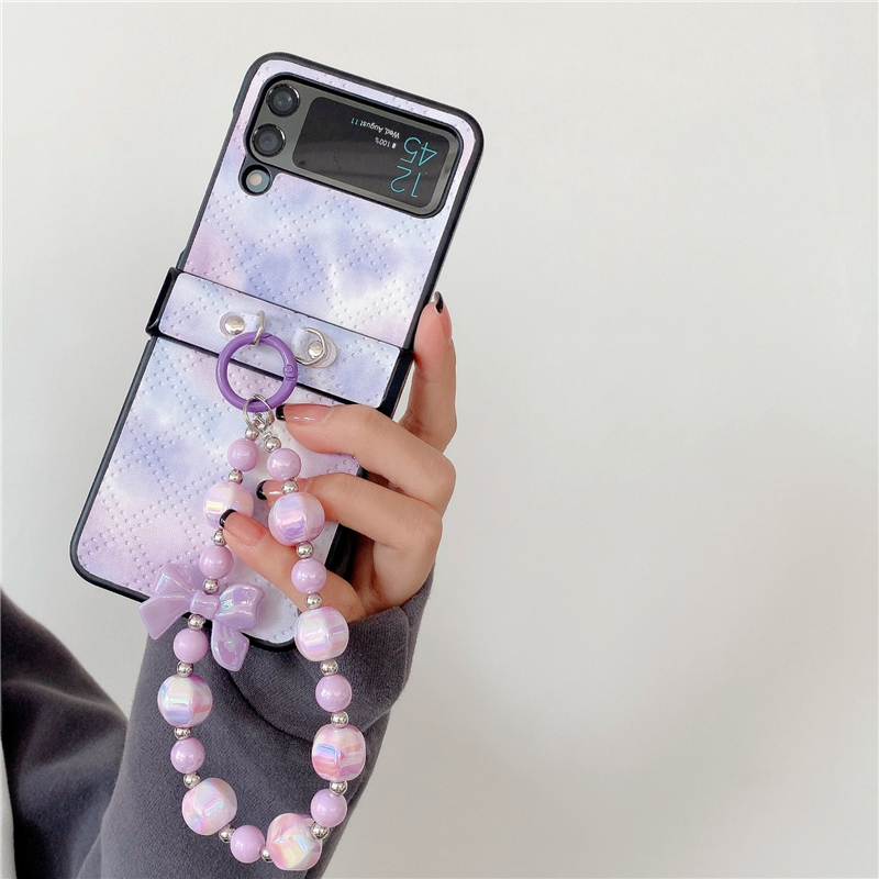 Luksusowa opaska bransoletka gradient Vogue Case Telefon do Samsung Galaxy Folding Z Flip3 Flip4 5G Trwałe stylowa skórzana skorupa Shockproof z ochroną zawiasów