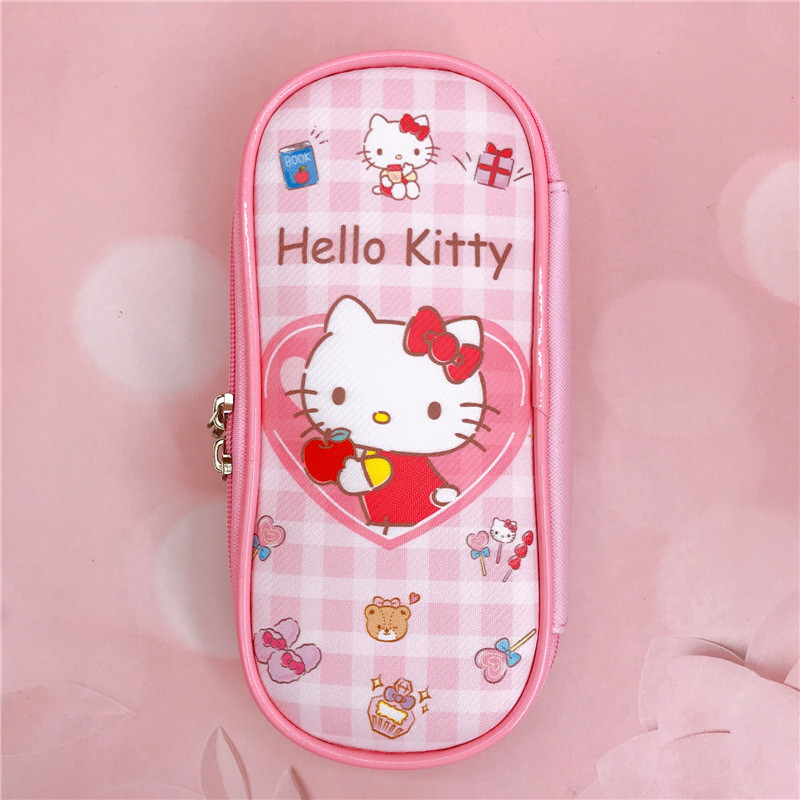 Cartoon PU Storage Bag Stationery Case Pencil Pouch Kurumi Students Large Capacity Double Zipper White Cosmetic Storage DHL