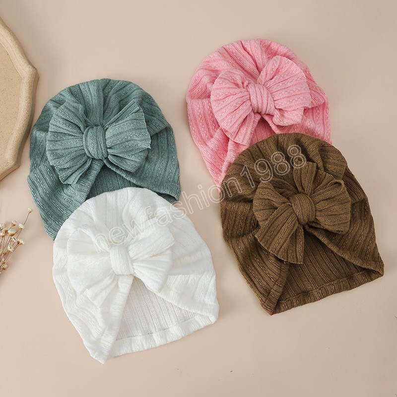 Newborn Elastic Bows Hats Baby Knot Turban for Toddler Girls Boys Spring Hair Accessories Infant Knit Indian Cap Photo Props New