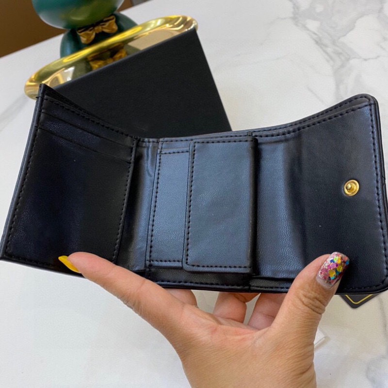Branded Mini Teacher Lingge Wallet 2023 New Fashion Versatile High End Sheep Pickup Card Slot Multi Black Women's Handheld Bag Exquisite Sweet Daily