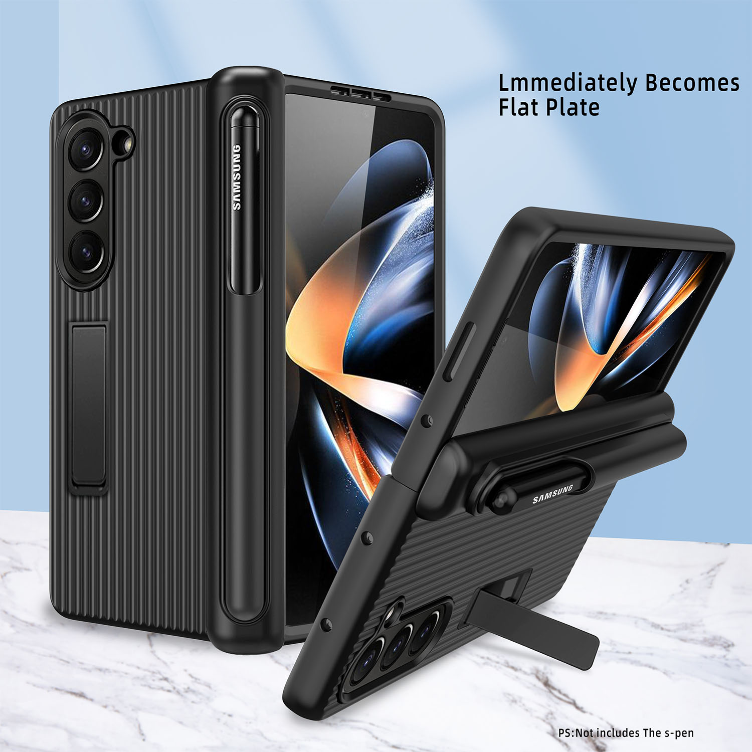 Armor Bracket For Samsung Galaxy Z Fold 5 Case Pen Holder Suitcase Hinge Protection Film Screen Cover