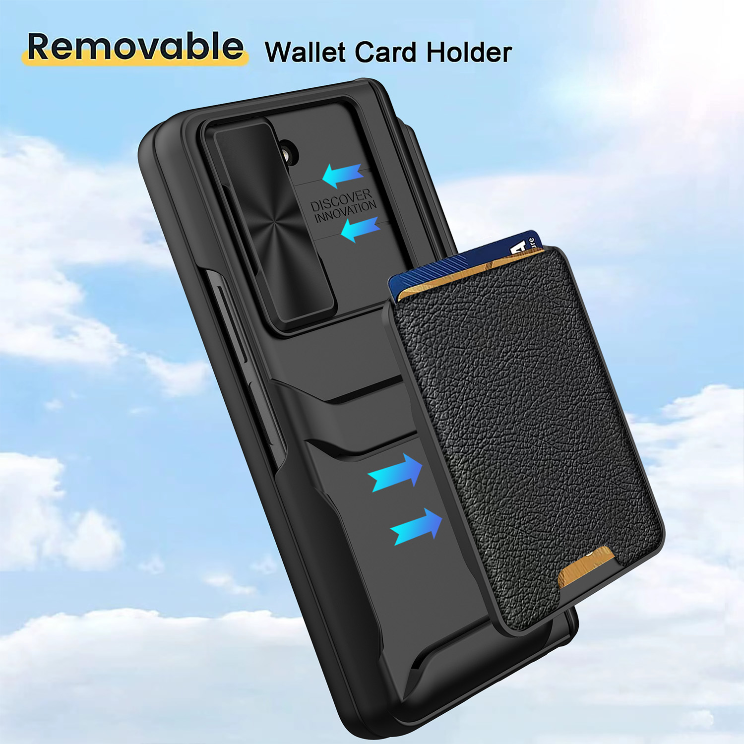 Push Lens For Samsung Galaxy Z Fold 5 Case Replace Pen Holder Removable Wallet Card Protection Film Screen Cover