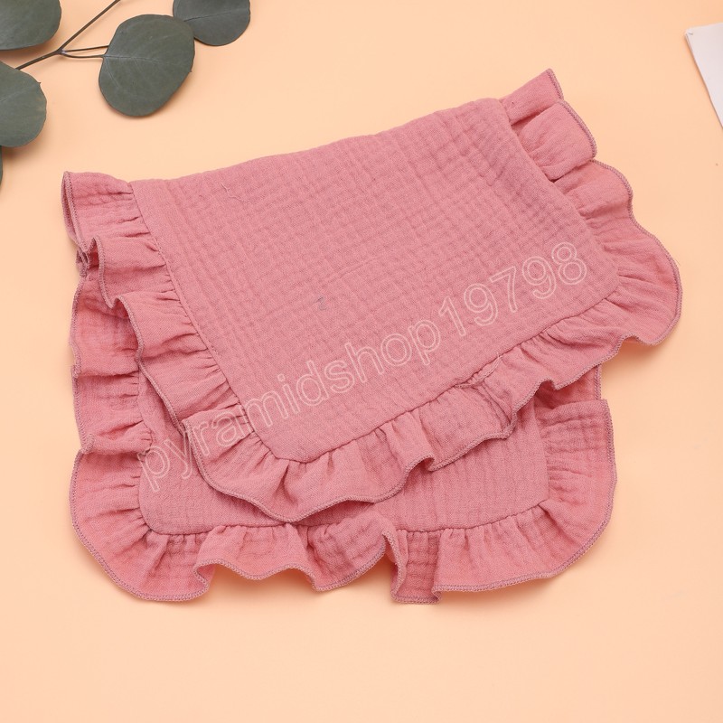 23*40cm Baby 4 Layers Cotton Long Square Towel Gauze Bath Towel Newborn Feeding Burp Cloth Kids Wash Cloth Ruffle Handkerchief