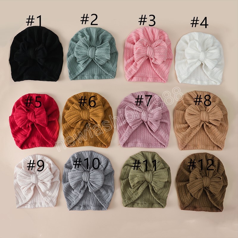 Pasgeboren Elastische Bogen Hoeden Baby Knoop Tulband voor Peuter Meisjes Jongens Lente Haaraccessoires Baby Knit Indian Cap Photo Props Nieuw