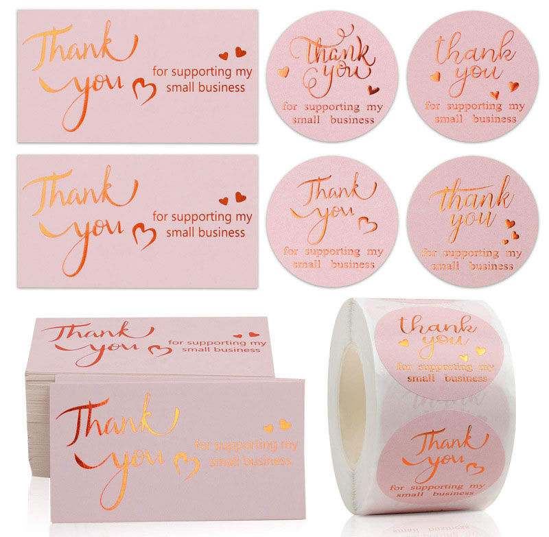 Thank You Colorful Paper Business Adhesive Stickers Bag Box Baking Shop Label Decor Cards Envelope Office Supplies