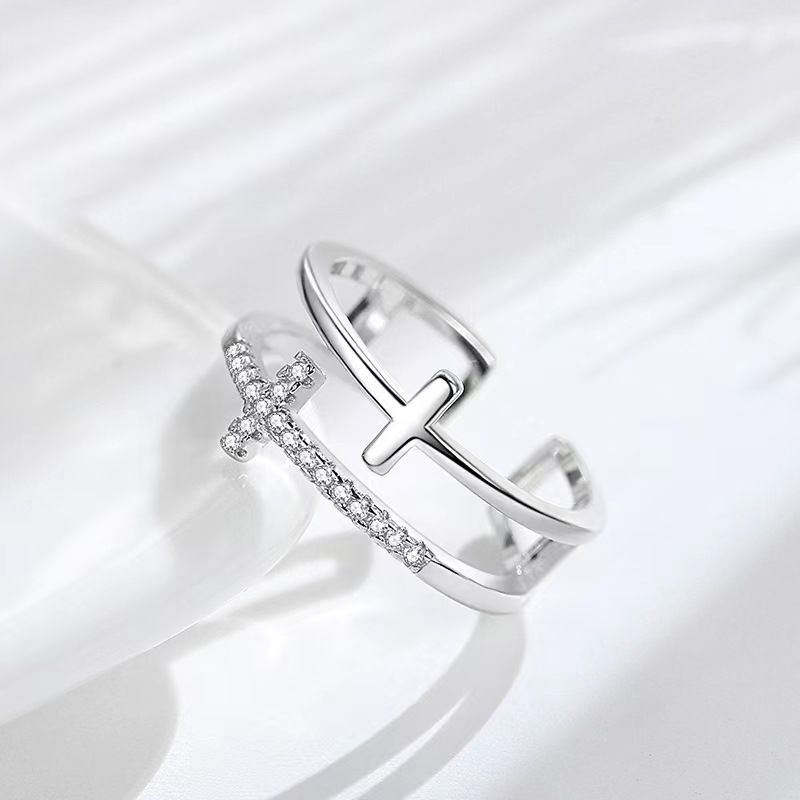 30/Pcs New Fashion Minimalism Gold Cross Ring Geometric Double Open Anello regolabile Ladies Party Wedding Jewelry Gift