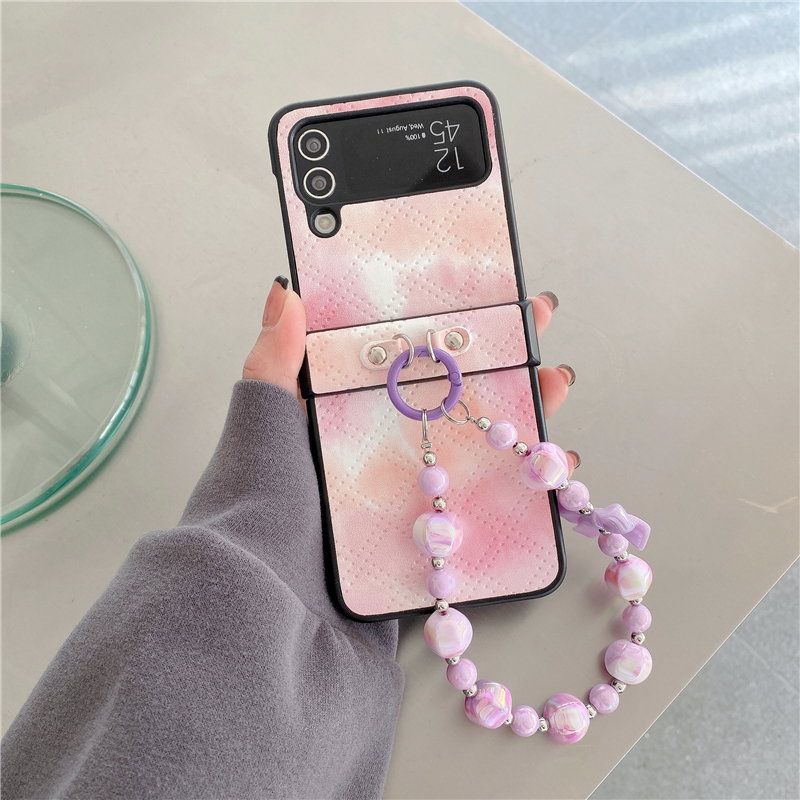 Luksusowa opaska bransoletka gradient Vogue Case Telefon do Samsung Galaxy Folding Z Flip3 Flip4 5G Trwałe stylowa skórzana skorupa Shockproof z ochroną zawiasów