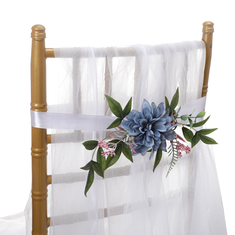 Nouveau dossier de chaise à fleurs, décoration de chaise de Banquet de mariage, paquet de fleurs, décoration de scène de mariage, couverture de chaise à fleurs de Simulation