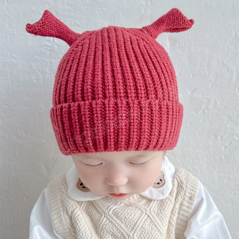 Winter Warme Baby Gebreide Mutsen Voor Jongens Meisjes Kids Muts Effen Kleur Oren Baby Peuter Cap Zachte Motorkap Hoed