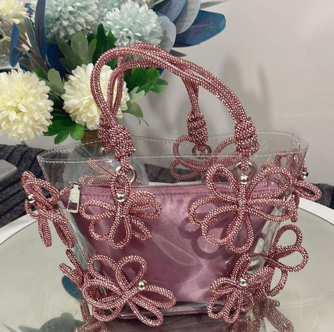 Borse da sera da donna Borsa da fata francese Borse con fiori di diamanti intarsiati super scintillanti