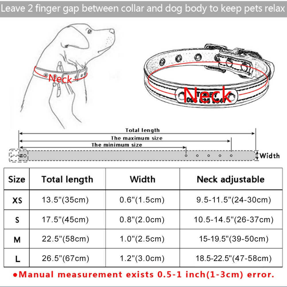 Airuidog 개인화 된 가죽 개 칼라 무료 새겨진 이름 ID 강아지 칼라 태그 xs S M L
