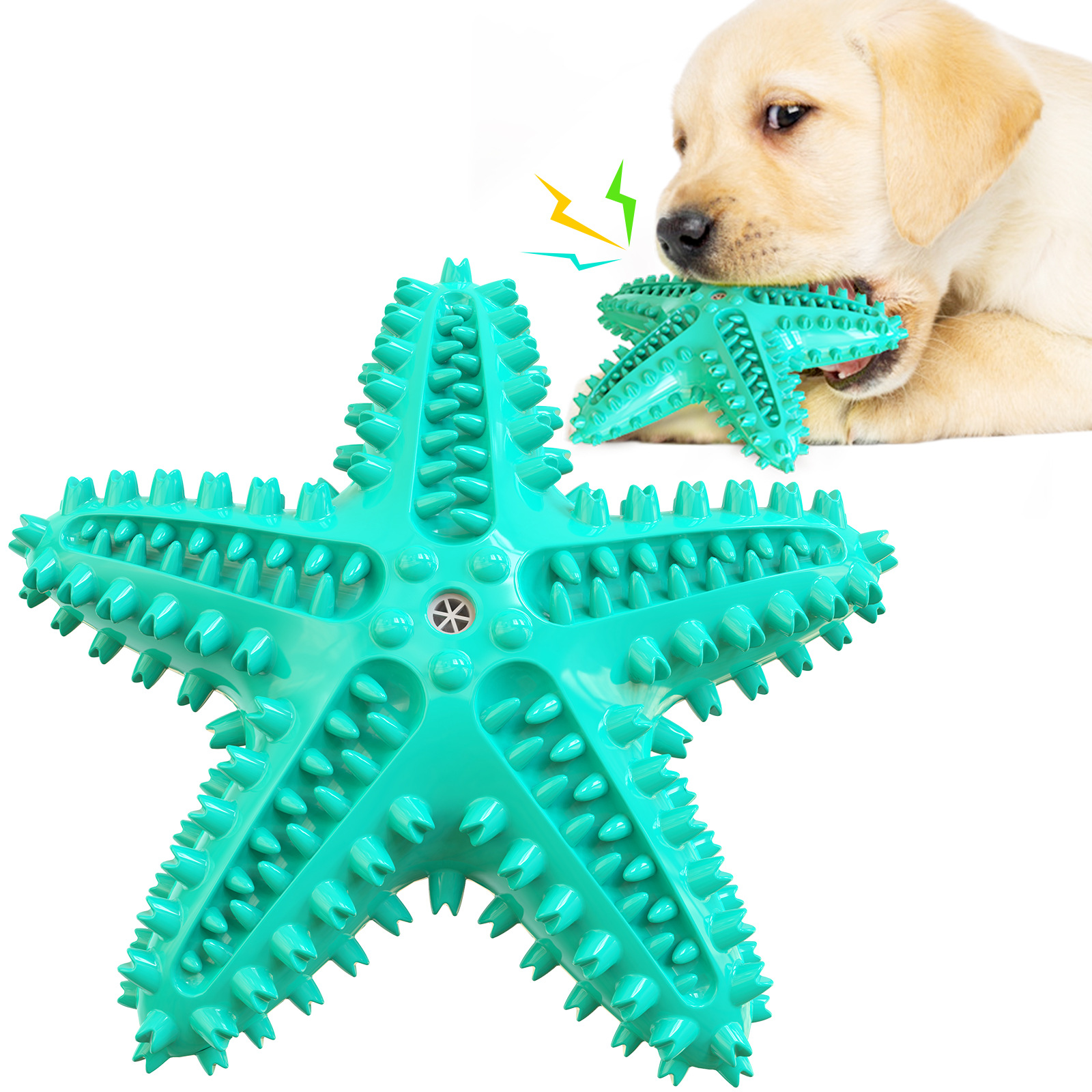 Forniture animali domestici Bastone macinare i denti Spazzolino cani Suono che produce un giocattolo cani con stelle marineA