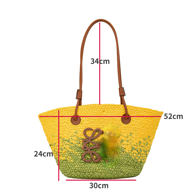 Trendige Damen-Tragetaschen, stilvolle Strohhandtasche, gesticktes Logo, Strohkorb, gewebte Strandtasche