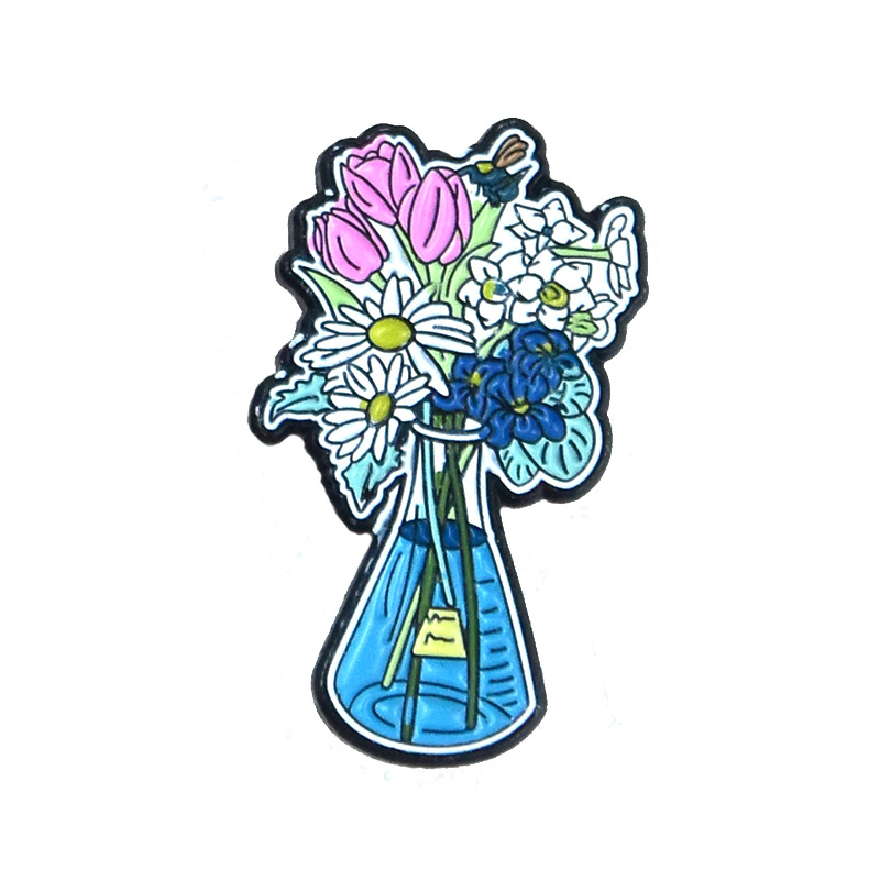 Brooches Pin for Women Men Funny Flower Plant Blue Color Badge and Pins for Dress Cloths Bags Decor Cute Enamel Metal Jewelry Gift for Friends Wholesale