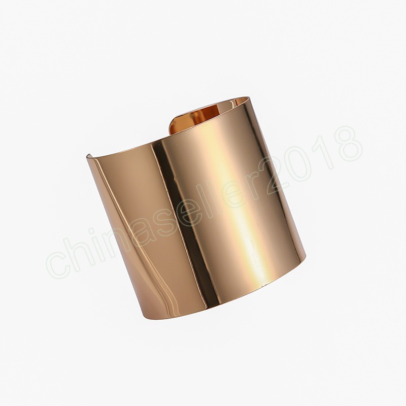 Trendy Wide Cuff Bracelet Opening Gold Silver Color Big Bangle for Women Fashion Jewelry