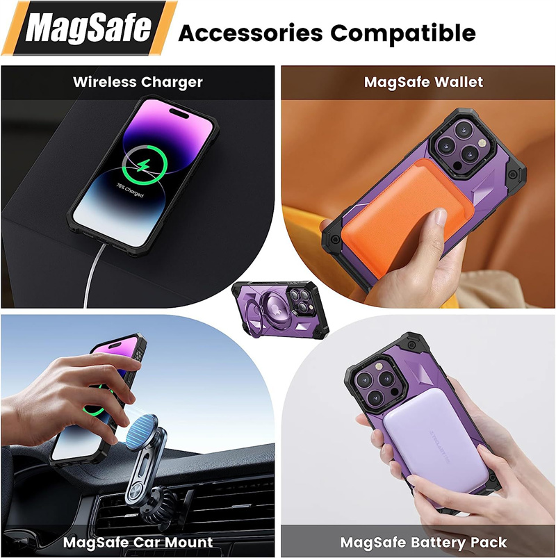 Étui à anneau rotatif à 160 ° pour iPhone 15 pro Max 15plus iPhone14 13 12 11 Pro Plus Couverture de téléphone antichoc Support de support d'anneau de cercle magnétique