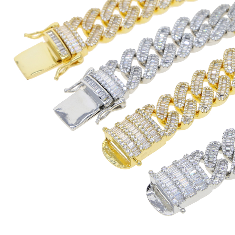 Hip Hop 16mm Square Zircon Cuban Link Armband Women Men Iced Out Bling Full asfalterade kubiska zirkoniumparets smycken gåva